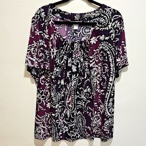 CJ Banks Women's Purple Paisley Top